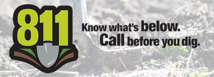 811 logo with the text "Know what's below. Call before you dig.